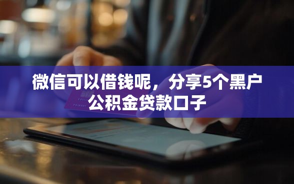 微信可以借钱呢，分享5个黑户公积金贷款口子