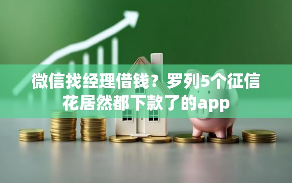 微信找经理借钱？罗列5个征信花居然都下款了的app