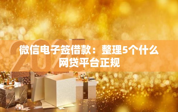微信电子签借款：整理5个什么网贷平台正规