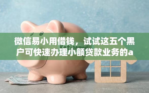 微信易小用借钱，试试这五个黑户可快速办理小额贷款业务的app