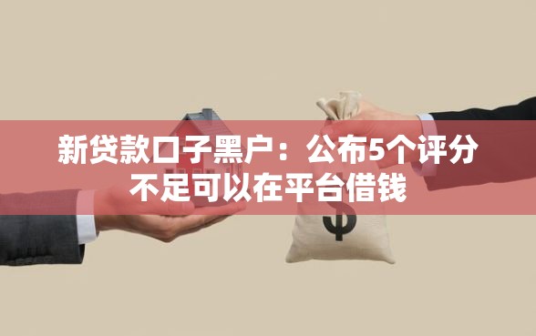 新贷款口子黑户：公布5个评分不足可以在平台借钱