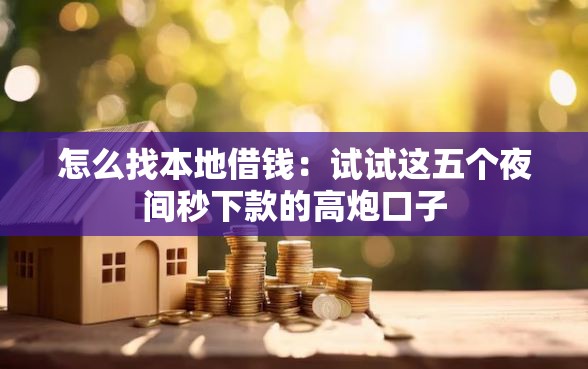 怎么找本地借钱：试试这五个夜间秒下款的高炮口子