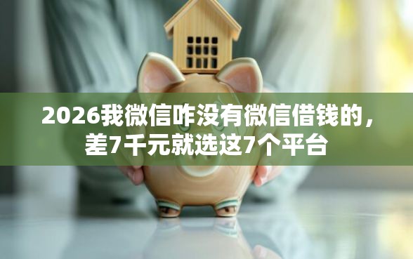 2026我微信咋没有微信借钱的，差7千元就选这7个平台