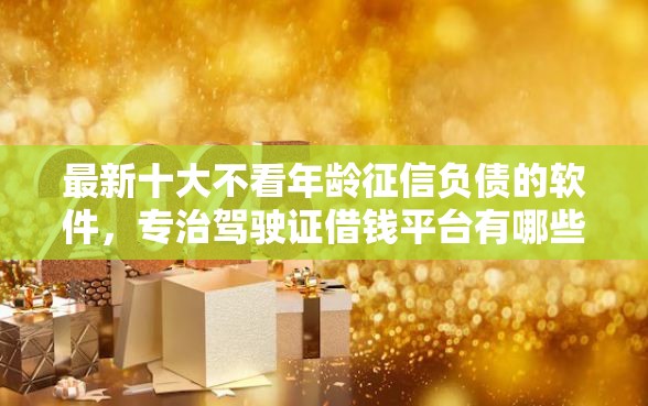 最新十大不看年龄征信负债的软件，专治驾驶证借钱平台有哪些