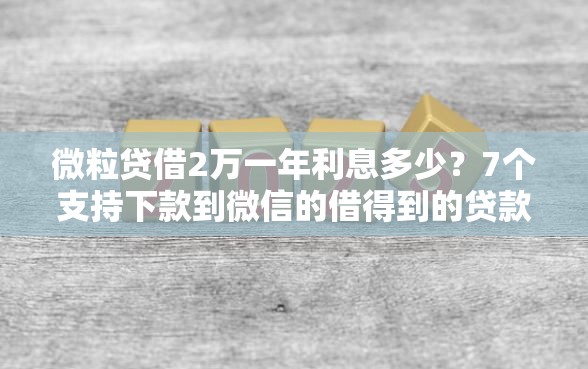 微粒贷借2万一年利息多少？7个支持下款到微信的借得到的贷款平台