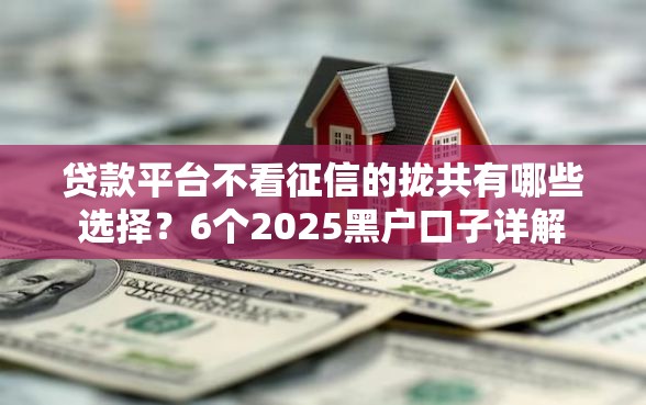 贷款平台不看征信的拢共有哪些选择？6个2025黑户口子详解