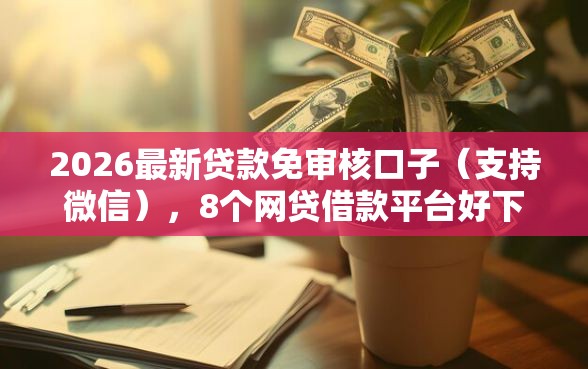 2026最新贷款免审核口子（支持微信），8个网贷借款平台好下款无私分享