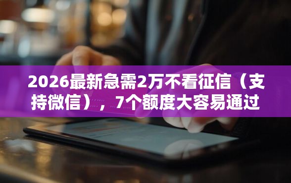2026最新急需2万不看征信（支持微信），7个额度大容易通过的平台借款无私分享