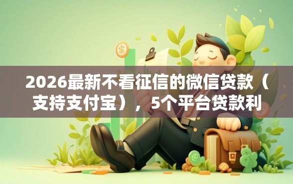 2026最新不看征信的微信贷款（支持支付宝），5个平台贷款利率低无私分享