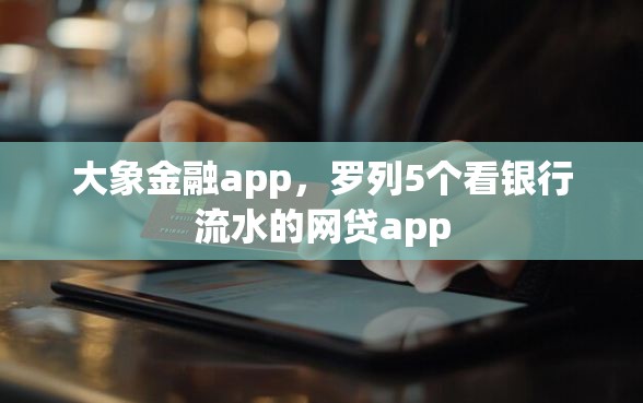 大象金融app，罗列5个看银行流水的网贷app