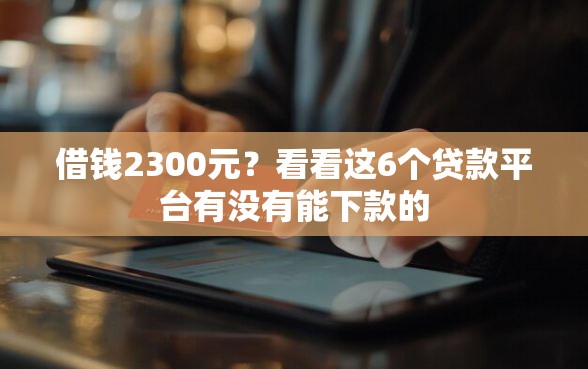 借钱2300元？看看这6个贷款平台有没有能下款的