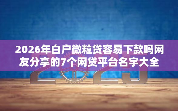 2026年白户微粒贷容易下款吗网友分享的7个网贷平台名字大全列表我觉得不错！
