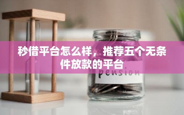 秒借平台怎么样，推荐五个无条件放款的平台