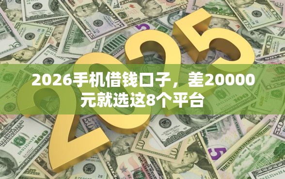 2026手机借钱口子，差20000元就选这8个平台