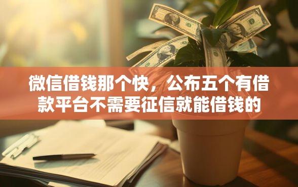 微信借钱那个快，公布五个有借款平台不需要征信就能借钱的