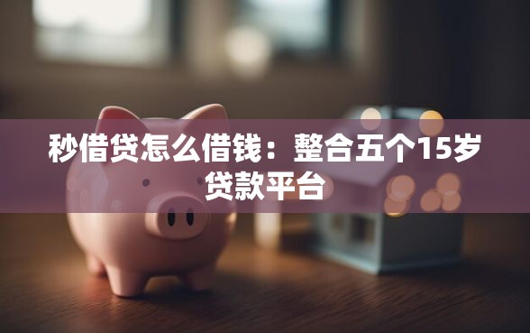 秒借贷怎么借钱：整合五个15岁贷款平台