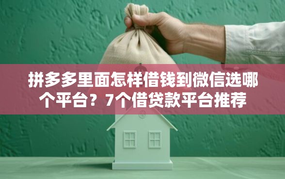拼多多里面怎样借钱到微信选哪个平台?7个借贷款平台推荐 拼多多里面怎样借钱到微信选哪个平台?7个借贷款平台推荐