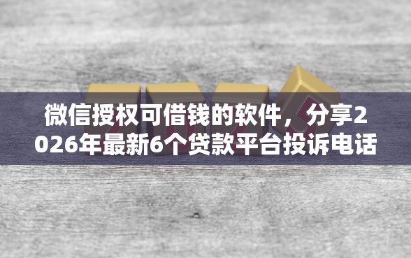 微信授权可借钱的软件，分享2026年最新6个贷款平台投诉电话