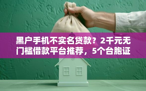 黑户手机不实名贷款？2千元无门槛借款平台推荐，5个台胞证贷款平台盘点