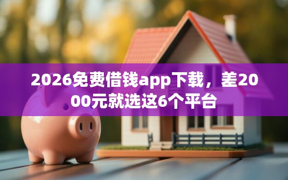 2026免费借钱app下载，差2000元就选这6个平台