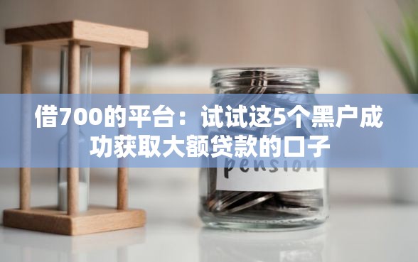 借700的平台：试试这5个黑户成功获取大额贷款的口子