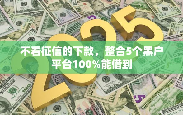 不看征信的下款，整合5个黑户平台100%能借到