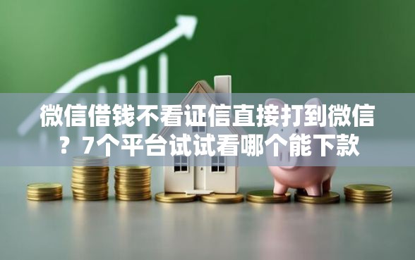 微信借钱不看证信直接打到微信？7个平台试试看哪个能下款