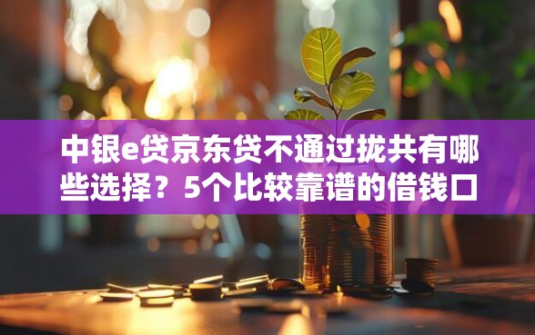 中银e贷京东贷不通过拢共有哪些选择?5个比较靠谱的借钱口子详解 中银e贷京东贷不通过拢共有哪些选择?5个比较靠谱的借钱口子详解
