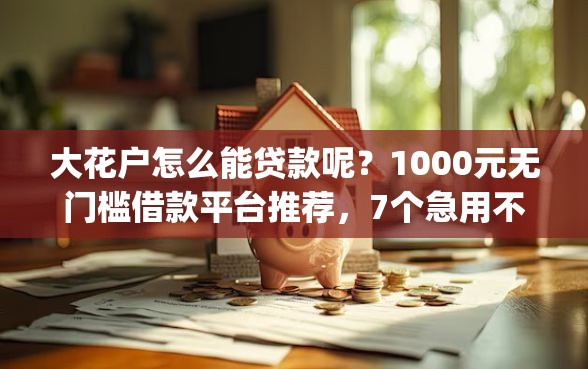 大花户怎么能贷款呢？1000元无门槛借款平台推荐，7个急用不求评分快借无忧的app盘点