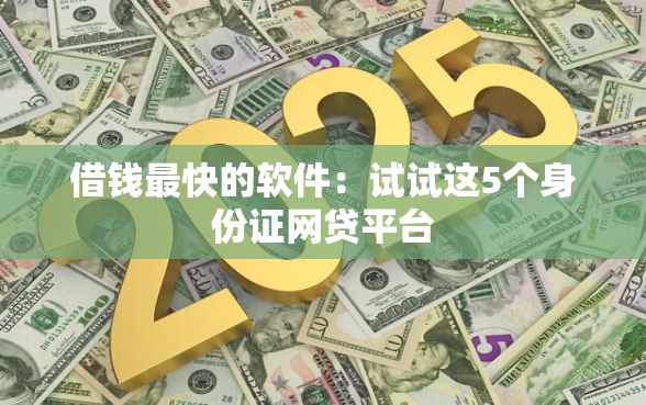 借钱最快的软件：试试这5个身份证网贷平台