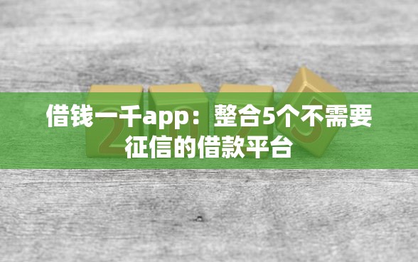借钱一千app：整合5个不需要征信的借款平台
