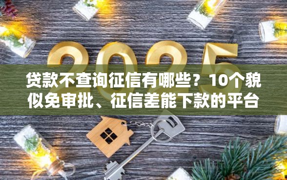 贷款不查询征信有哪些？10个貌似免审批、征信差能下款的平台合集