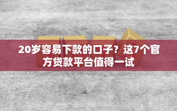 20岁容易下款的口子？这7个官方贷款平台值得一试