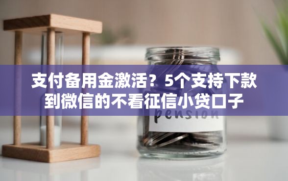 支付备用金激活？5个支持下款到微信的不看征信小贷口子