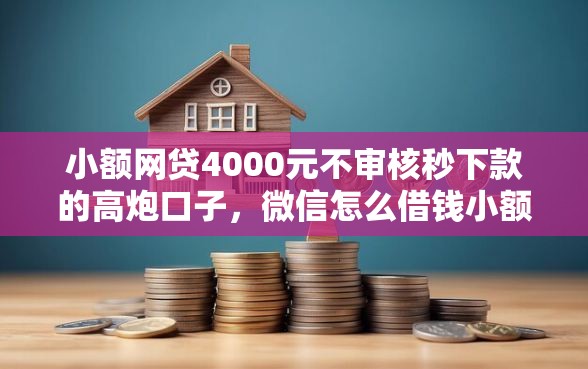 小额网贷4000元不审核秒下款的高炮口子，微信怎么借钱小额支付的8个平台介绍