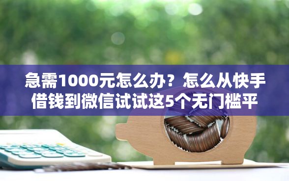 急需1000元怎么办?怎么从快手借钱到微信试试这5个无门槛平台 急需1000元怎么办?怎么从快手借钱到微信试试这5个无门槛平台