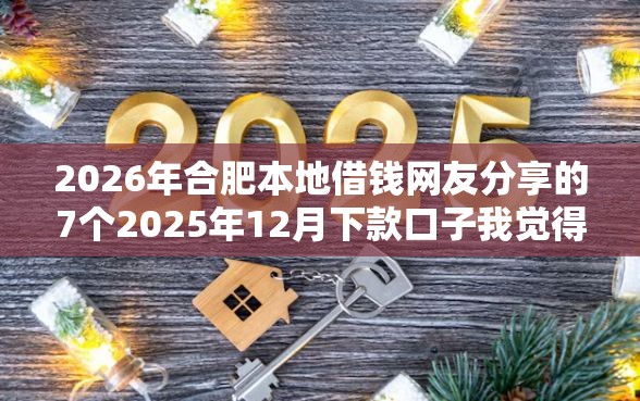2026年合肥本地借钱网友分享的7个2025年12月下款口子我觉得不错！