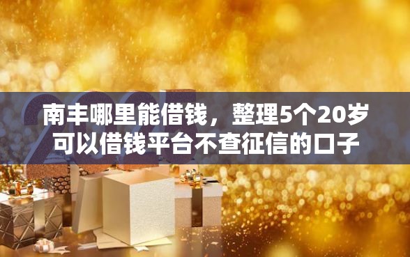 南丰哪里能借钱，整理5个20岁可以借钱平台不查征信的口子