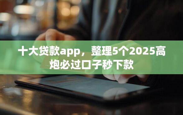 十大贷款app，整理5个2025高炮必过口子秒下款