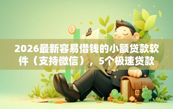 2026最新容易借钱的小额贷款软件（支持微信），5个极速贷款平台无私分享