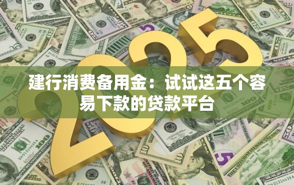 建行消费备用金：试试这五个容易下款的贷款平台