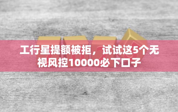 工行星提额被拒，试试这5个无视风控10000必下口子