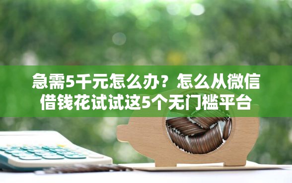急需5千元怎么办？怎么从微信借钱花试试这5个无门槛平台
