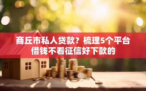 商丘市私人贷款？梳理5个平台借钱不看征信好下款的