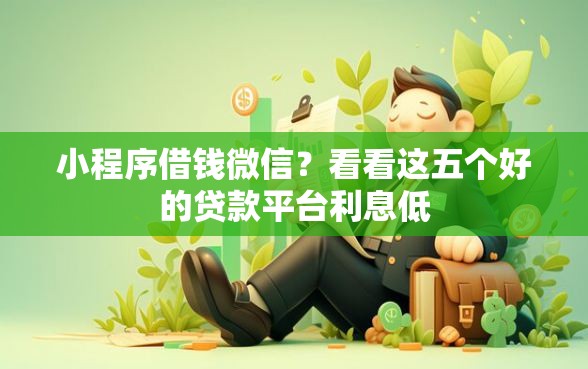 小程序借钱微信？看看这五个好的贷款平台利息低