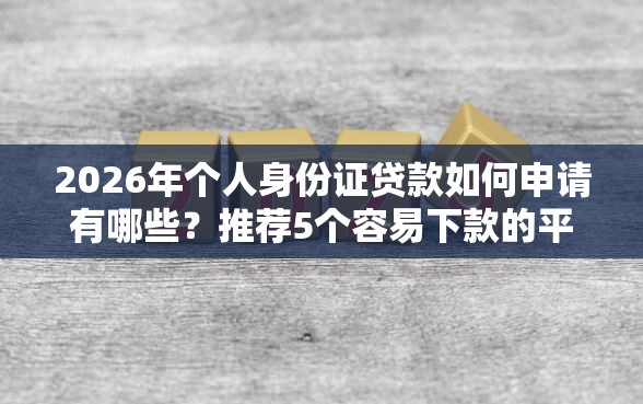 2026年个人身份证贷款如何申请有哪些？推荐5个容易下款的平台