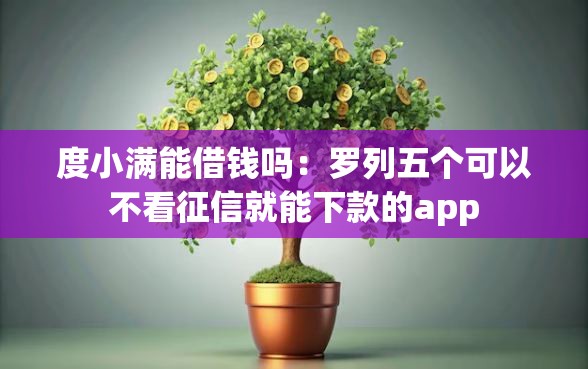度小满能借钱吗：罗列五个可以不看征信就能下款的app