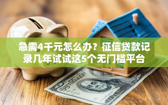 急需4千元怎么办？征信贷款记录几年试试这5个无门槛平台