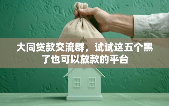 大同贷款交流群，试试这五个黑了也可以放款的平台