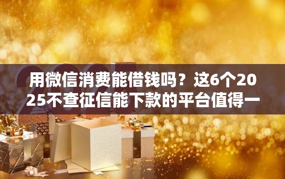 用微信消费能借钱吗？这6个2025不查征信能下款的平台值得一试